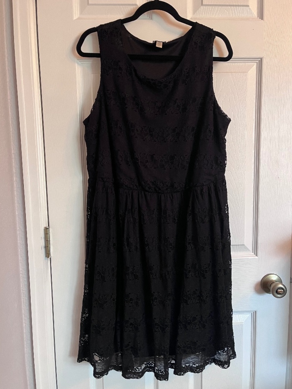 Haani Black Lace Mid Skater Dress 2X